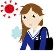 イラスト：体調が悪い女子学生