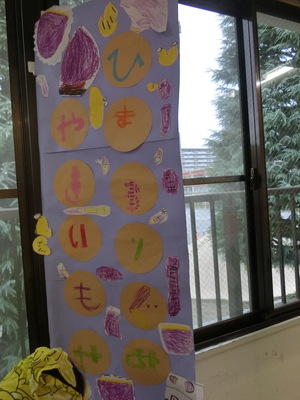 5歳クラスが描いた焼き芋屋さんの看板