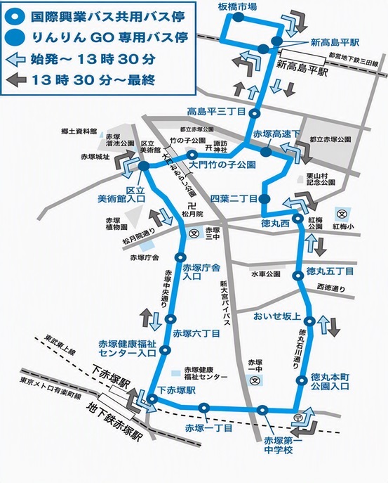 板橋市場から新高島平駅を経由し下赤塚駅を循環しています