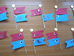 2歳児クラスこいのぼり制作