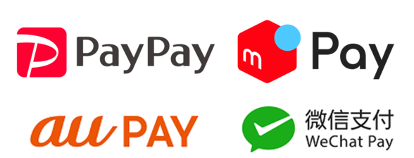 QRコードPayPay、メルペイ、au PAY、We Chat Pay（微信支付）の画像。