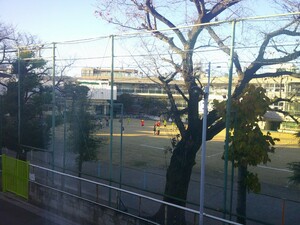 写真:校庭でドッジボールする様子