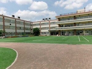 写真:中庭と校舎