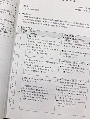 写真：4年生の学習指導案