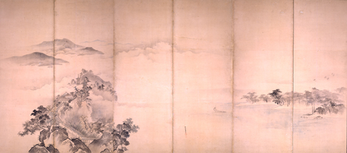 作品：富士山図屏風(右)　狩野探幽