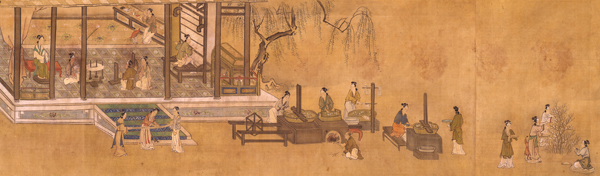 作品：花鳥・養蚕図巻　狩野周信