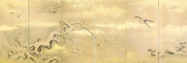 作品:花鳥図屏風(左) 清原雪信