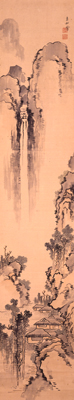 作品：渓山飛瀑図　桑山玉洲