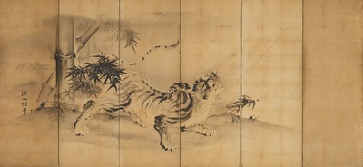 逸見一信　龍虎図屏風　左隻