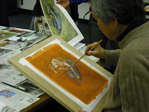 写真：2011年2月13日の水彩画講座の様子