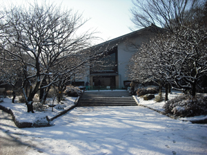 写真：雪が残る美術館前