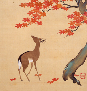 画像：鹿と紅葉が描かれた作品