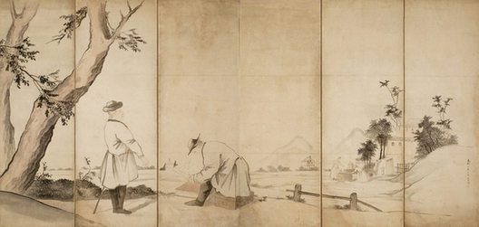 司馬江漢《西洋風景人物図屏風》江戸時代（18～19世紀）歸空庵コレクション