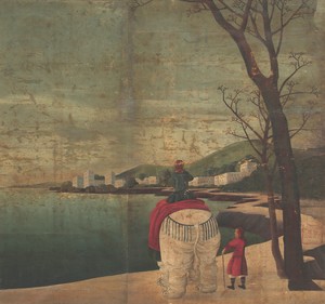 安田田騏《象のいる異国風景図》江戸時代（19世紀）歸空庵コレクション