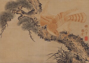 狩野梅雲行信《松鷹図》の画像
