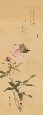 鈴木其一「蝶ニ芍薬図」板橋区立美術館