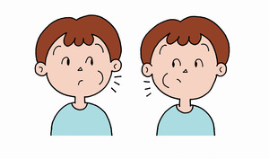 頬を左右に膨らませる体操をする人のイラスト